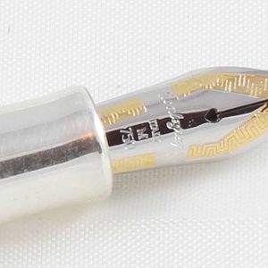 Montegrappa Z300 Red Marble Fountain Pen Sterling Silver 925 trim & holder